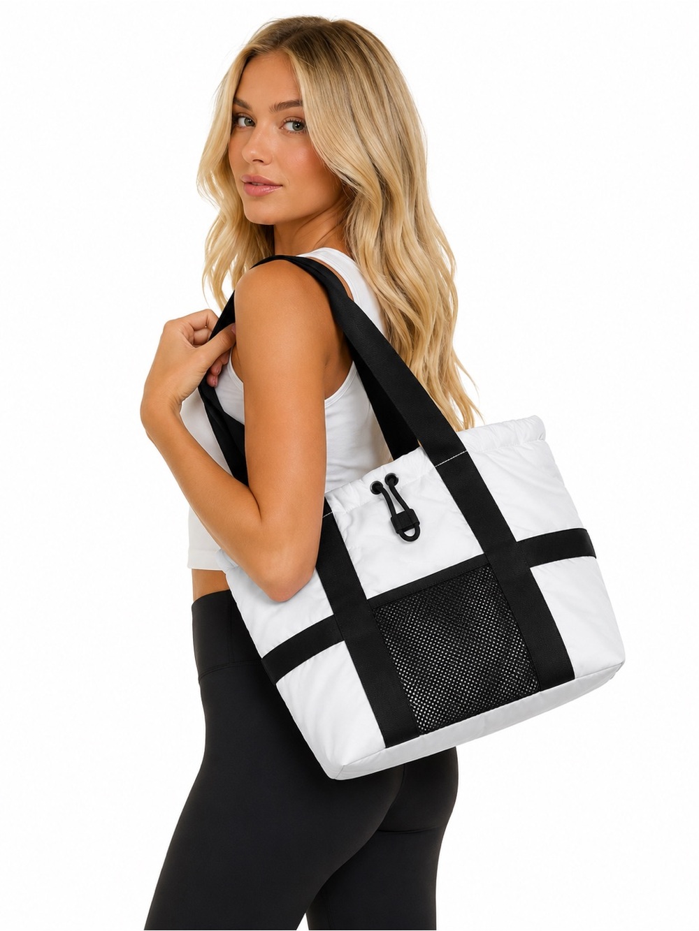 EUC Under Armour Puffer‎ Stylish White and Black Tote Bag